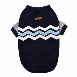 Dog Jumper - Blue and White Chevron print