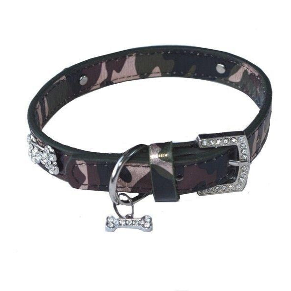 Collar - Camo with rhinestone bones