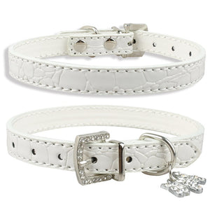 Collar - Croc skin pattern with rhinestones - blue, black, white