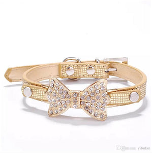 Collar - Gold with diamante bow