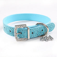 Load image into Gallery viewer, Collar - Croc skin pattern with rhinestones - blue, black, white