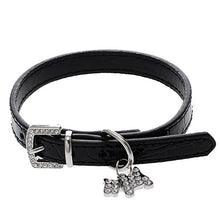 Load image into Gallery viewer, Collar - Croc skin pattern with rhinestones - blue, black, white